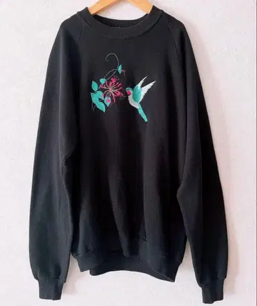 새 꽃 자수 트레이닝복 맨투맨 구제 의류