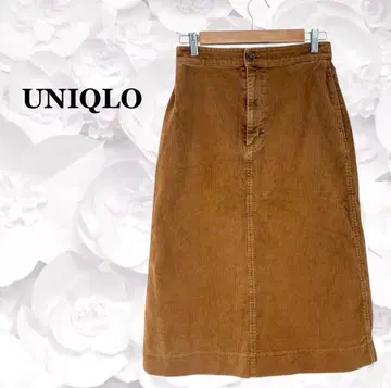 [유니클로] 코듀로이 스커트 [S~M] 카멜 타이트 A라인 슬릿
