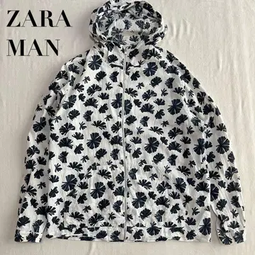 ZARA MAN 올 패턴 보타니컬 린넨 후드티 집업 XL 자라맨