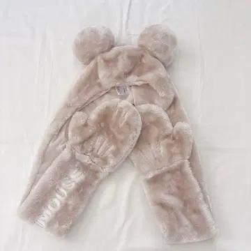 새상품급 미키 머플러 캡 베이지 디즈니