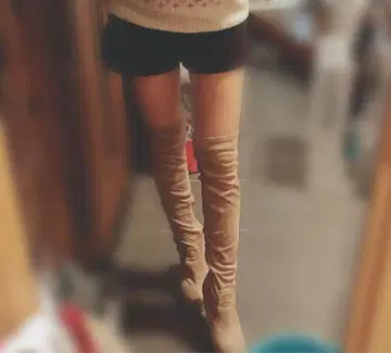 미셸 마카롱 베이지 니하이 부츠