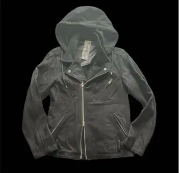 후드 부착 블랙 라이더 자켓