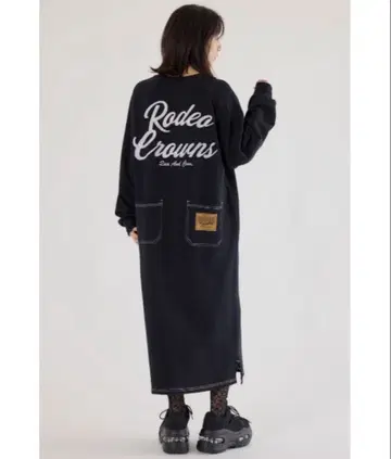 RODEO CROWNS 래글런 컬러 스티치 원피스 로데오 크라운 블랙