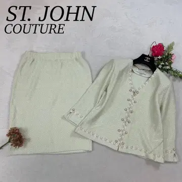 J873 미사용 새상품 M 생 로랑 꽃 자수 스커트 셋업 여성용