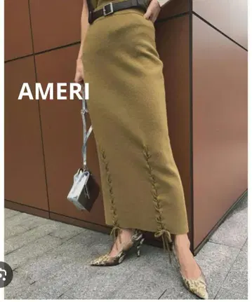 AMERI 니트 스커트 가을/겨울 디자인 돌려입기 트렌드 리본