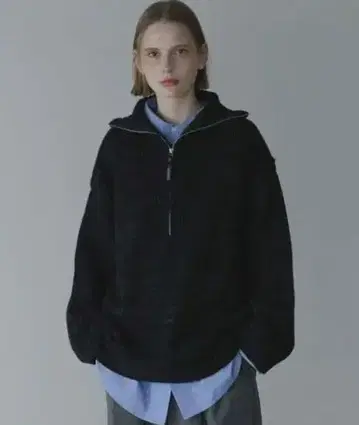 loose half zip melange knit