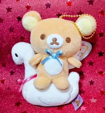 MF86501 리락쿠마 백조와 골드 컬러 꽃 걸이 봉제 인형