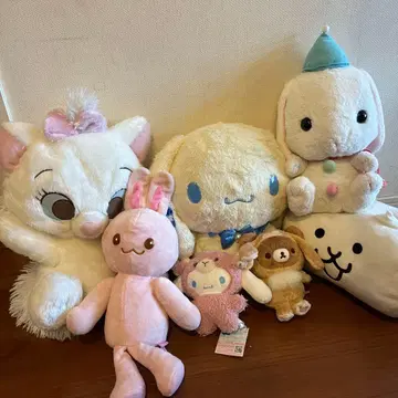 봉제 인형 7세트 디즈니 리락쿠마 시나모롤 마더 가든