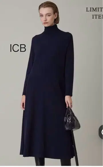 네이비 워셔블 비스코스 하이 게이지 원피스