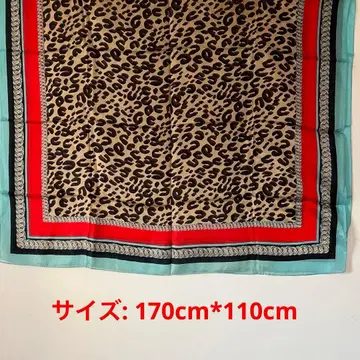 실크 레오파드 무늬 스카프