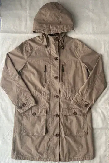 Eddie Bauer 안감 스트라이프 패턴 밀리터리 후데트 모즈 코트