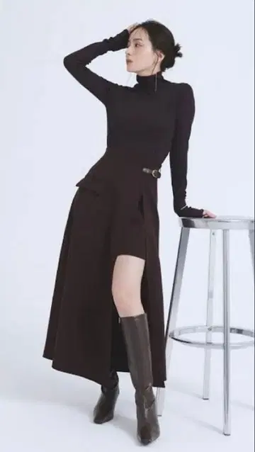 anuans 아뉴앙스 비대칭 레이어드 스커트 S 버건디