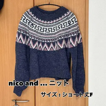 니코앤드 nico and - 노르딕 무늬 니트 숏 기장 F