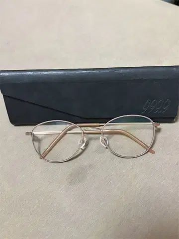 9999 핑크 골드 오벌 프레임 안경 케이스 포함