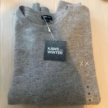 카우스 캐시미어 크루넥 스웨터 UNIQLO KAWS 그레이 M