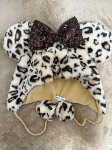 레오파드 무늬 미키풍 모자