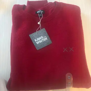 카우스 캐시미어 크루넥 스웨터 UNIQLO KAWS 레드 M