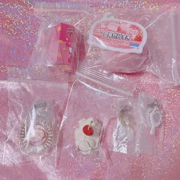 핑크 식품 귀여운 가챠 세트