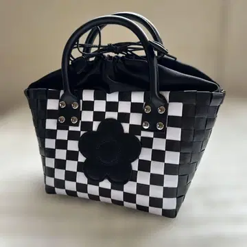 마리콴트 체크 무늬 토트백