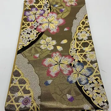 B103 순수 실크 벚꽃 벚꽃 무늬 후리소데 육통 후쿠로 오비 기모노