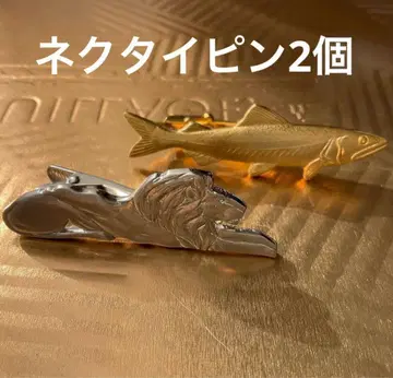 빈티지 넥타이핀 2개 세트 묶음 판매 골드 실버 라이온 송어