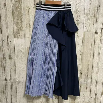 Bou Jeloud 롱 스커트 플리츠 프릴 프리 사이즈