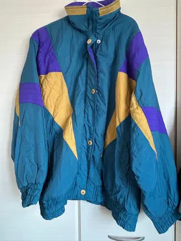 US 구제 의류 화려한 개성 배색 충전솜 나일론 블루종