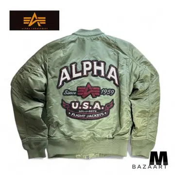 ALPHA 알파 MA-1 플라이트 자켓 그린 자수 와펜 M