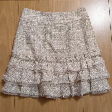 [ 미사용 새상품 ] ef-de 핑크 베이지 프릴 미니 스커트