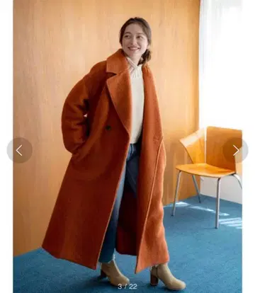 택 포함 새상품 ungrid 슬라이버 체스터 롱 코트 오렌지