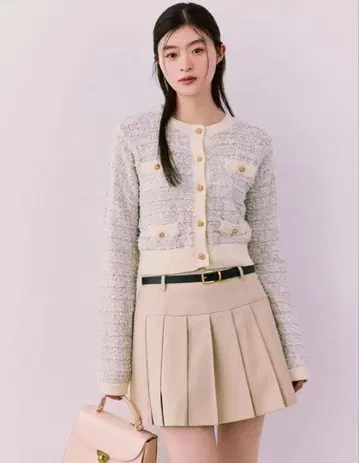 릴리 브라운 트위드 니트 가디건