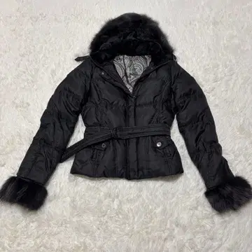 4way 전체 안감 페이즐리 무늬 꼼사데모드 9 블랙 벨트 퍼 숏