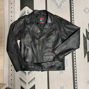 RED MOHICAN 블랙 가죽 더블 라이더 자켓 M