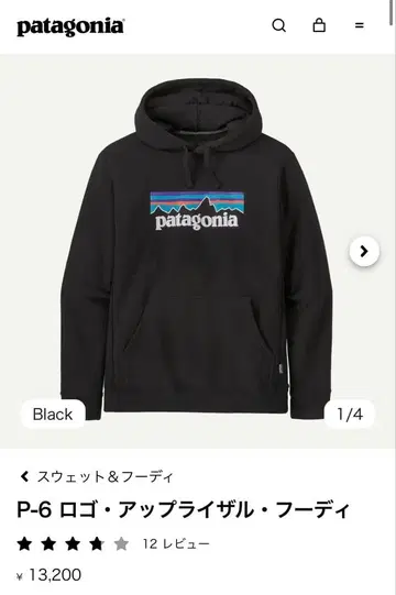 patagonia 로고 업라이저 후디 S 블랙