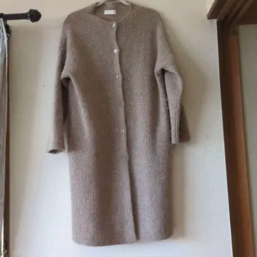 새상품급 카구레 니트 코트 롱 가디건 코디건 울 베이지