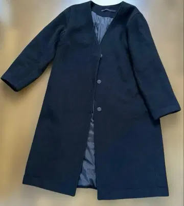 노카라 코트 롱 코트 블랙