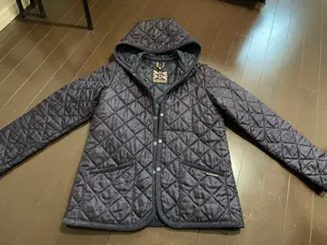 LAVENHAM 네이비 퀼팅 자켓 후드 부착