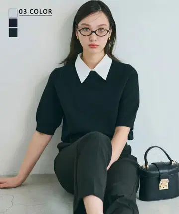 [ MAAYA DESIGN ] 카라 부착 반팔 니트 ( 새상품 )