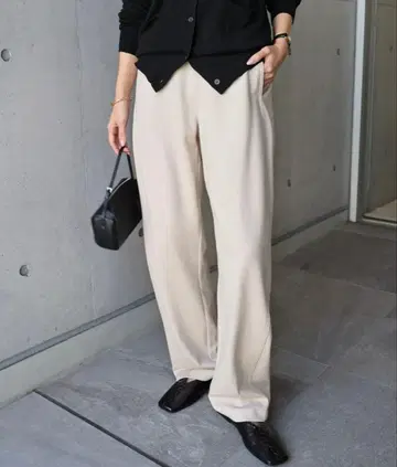 evernavy 분또 커브 팬츠 베이지 와이드 팬츠 M 사이즈