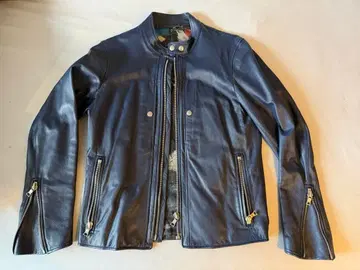 PS 폴스미스 다크 블루 가죽 싱글 라이더 자켓