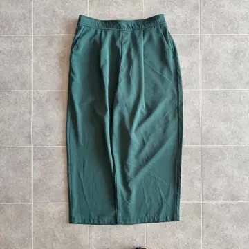 여성용 와이드 팬츠 다크 그린 L 사이즈 허리밴딩 깔끔한