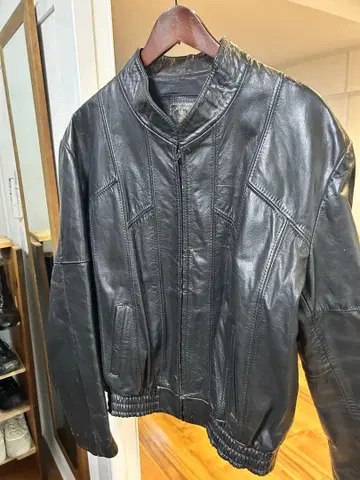 가죽 자켓 루즈 블루종 IDEAL ZIP Y2K 블랙