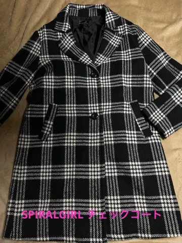스파이럴걸 체크 롱 코트 LL 익명 배송