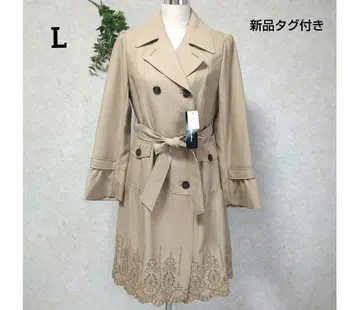 택 포함 새상품 멜베이유방트 자수 레이스 트렌치코트 브라운 L