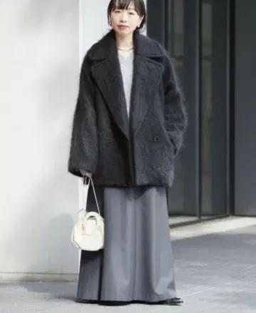 모헤어 MIX 샤기 더블 코트