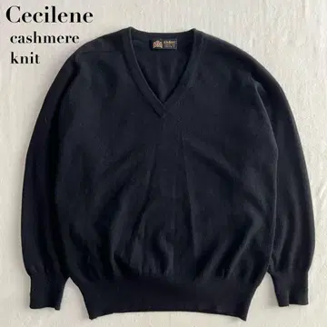 캐시미어 100% Cecilene 니트 스웨터 블랙 V넥 L