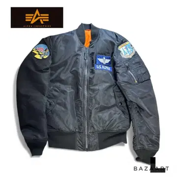 ALPHA 알파 MA-1 플라이트 자켓 와펜 블랙 L