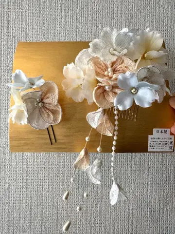 기모노용 머리 장식 일본제 머리 장식 화이트 페더 100% 3개