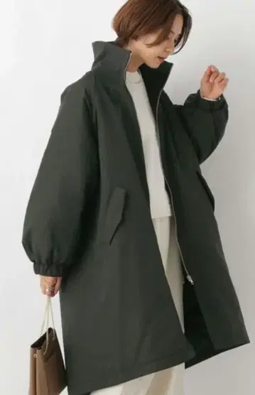 립시임 리브 스탠드 롱 코트 세탁 가능 워셔블 블랙