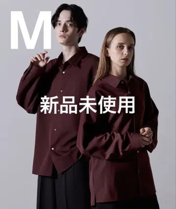 미사용 새상품 CLEL 벌룬 소매 루즈 레귤러 카라 셔츠 M 와인 레드